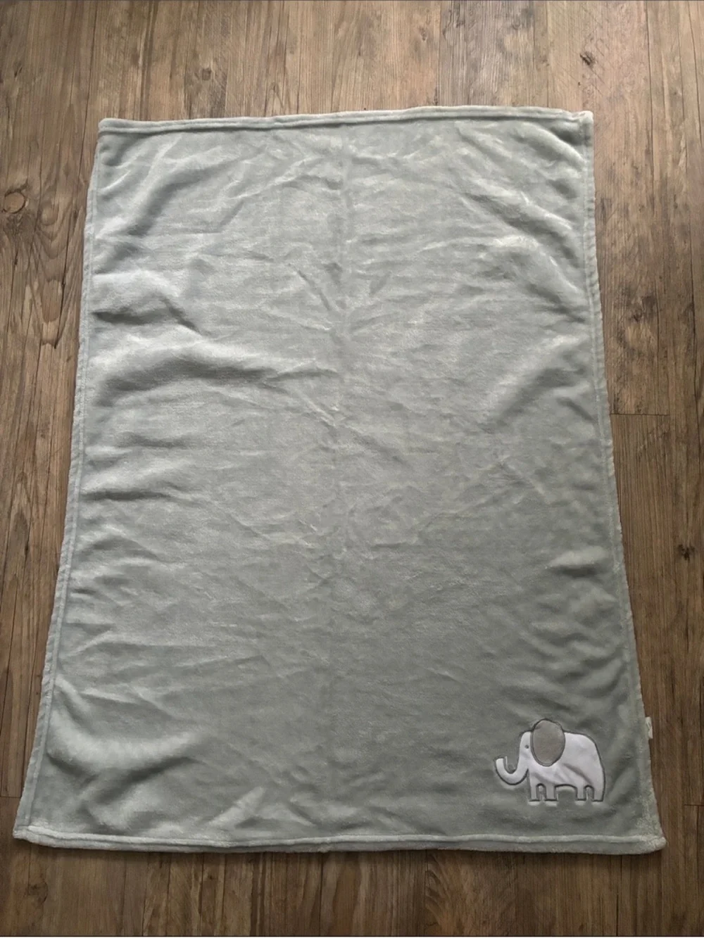 Soft Baby Blanket with Elephant Applique - Light Gray
